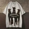 T-shirt a maniche corte con stampa vintage americana Doberman per uomo e donna Oversize estate allentata casual coppia girocollo top vestiti 240313