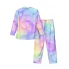 Men's Sleepwear Pastel Tie Dye Pajama Set Autumn Spiral Print Kawaii Leisure 2 Piece Casual Oversized Custom Nightwear Birthday Gift