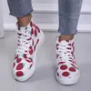 Casual Shoes Strawberry Canvas Women 2024 High Top Lace Up Sneakers Flat Sweet Walking Vulcanized