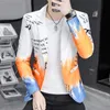 Mężczyźni Slim Blazers Spring Trend moda alfabet druk marynarka mała męska formalna impreza społeczna Tuxedo Gradient Color Blazer 240318