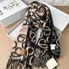 Unisex Designer Scarf Autumn and Winter Graffiti Cashmere Wool Scarf Thickened Warm Fleece Alpaca Long Fringed Shawl