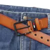 Bälten Mens Pu Leather Eloy Pin Square Buckle Belt BusinessLeisure Belts 2023 Fashion Black Coffee Brown Midjebälten för män