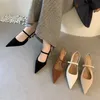 Top Spring Autumn Sandal Women Solid Color pekade tillbaka High Heels Womens Shoes With Suede Fine Heels Strap Wrapped Sandals 240228