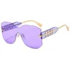 Metall F Rahmenlose Sonnenbrille Designer Sonnenbrillen Marke Brief Frauen Brillen Mann Verbundene Brille Strandbrille Adumbral UV-beständige PC-Sonnenbrille