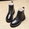Stövlar Autumn Winter Combat Boots Women 2022 Fashion Punk Gothic Ankle Boots Fur Pu Leather Black Platform Kort stövlar Kvinnliga skor