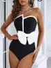 Maillots de bain pour femmes Mode Femme Noir One Piece Maillot de bain Taille Blanc Bord Bow Serré Sexy Wrap Poitrine et jupe longue Cover Up 2024 Est Style