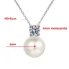 TFGLBU D Colore 0.3CT Collana da donna 8mm Pendenti con perle 100% argento sterling 925 Data di matrimonio Gioielli Elegante catena 240305