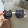 Sunglasses Sunglasses Summer Children Cute Kitty Acrylic Bow Outdoor UV Protection Sun Glasses Baby Girls Classic Kids Boy UV400 Eyewear Y240322