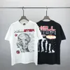 Mode Hellstar chemise hommes Rappe Top haute marque de marée américaine amusant drôle bande dessinée anglais lettre imprimer lâche tout col rond à manches courtes T-shirt TEE tide A16