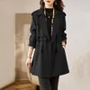 Trench da donna Cappotto britannico con colletto e cappotto Abbigliamento 2024 Primavera Autunno Giacca a vento doppio petto Cachi Capispalla BC328