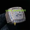 Białe złoto lodowane biżuteria CZ Diamond Męs Mensanite Pierścień Custom Championship Rings