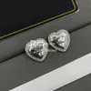 Retro gouden koperen oorbel studs hartvorm strass oorbellen met doos kerst Valentijnsdag geschenk