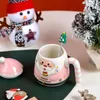 Tasses Tasse de Père Noël Tasse en céramique mignonne de dessin animé avec couvercle 500 ml Café pour tasses à thé Vacances