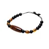 Tibet 12*30mm 9 Eyes 3EYES AGATE DZI 8mm Armband Agate Pärlor Män kvinnors smycken vävda armband 240313