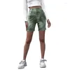 Women's Pants 2024 Slim Fit Elastic Shorts Green Tie Dyed Tight And Versatile Five Point Cycling Streetwear Sweatpants Women YSQ48