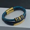 Multilayer Braided Leather Magnetic Buckle Bracelets Gold Stainless Steel Bracelet for Men Bangle Cuff Wristband Summer Fashion Jewelry