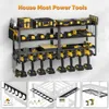 POKIPO Power Wall Mount, verlengde grote heavy-duty houder, 4-laags gereedschapsorganizer en -opslag, gereedschapsrekken geschikt voor werkplaats, garage accuboormachine