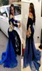 2022 Saudiarabien Black Girls Prom Dresses Mermaid Off the Shoulder Long Sleeve Gold Applique Tiered kjol Evening Gowns Party For5611076