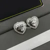 Retro gouden koperen oorbel studs hartvorm strass oorbellen met doos kerst Valentijnsdag geschenk