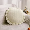 Oreiller 50cm mignon pompon gland rond nordique décor à la maison décoratif pour lit canapé moelleux tricoté chaise voiture jeter