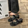 Nya tjocka höga klackar med små sandaler för kvinnors sommarsandal kvinnor franska stil sandlar 240228