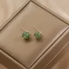 Stud Oorbellen Minar Vintage Groene Kleur Natuursteen Jade Strand Voor Vrouwen 14K Echt Vergulde Koperen Verklaring Casual Sieraden