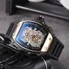 Men watch automatic Quartz Movement Brand Watches Rubber Strap Business Sports Transparent Watchs Imported crystal mirror battery 258v