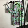 Werk Jurken Vrouwen Bloemen Gedrukt Super Korte V-hals Bh Top Hoge Taille Rok Pak Straat Dame Sexy Foral 2 Stuk rokken Set