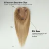 Закрытие блондинка человеческие волосы топперы с челкой на 100% настоящий mery hair topper silk base clip в кусочках волос для женщин Афро истончание волос парик
