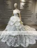 Vestido de novia de encaje floral de lujo 3D fuera del hombro