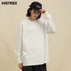 250 GSM 8,8 oz 100% Cotton Plain Long Sleeve T -shirt med Pocketspring Fall Overized Tee Menunisex Loose Hip Hop Tshirt Women 240305