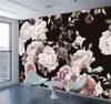 Carta da parati personalizzata 3D Po Murale Dipinto a mano Nero Bianco Rosa Fiore di peonia Murale Soggiorno Decorazioni per la casa Pittura Carta da parati197B4725483