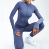 est Zipper Long Sleeve Yoga Set 2PCS High Waist Fitness Sport Gym Suit Sportwear Women Set Workout ClothesTracksuit Academic 240306