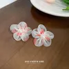 Stud Earrings Hyperbole White Red Flower For Women 2024 Korean Cute Sweet Pearl Organza Big Floral Petal Trendy Jewelry