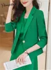 Abiti da lavoro Yitimuceng Solido Set da 2 pezzi Blazer Dress Donna 2024 Office Ladies Turn Down Collar Manica lunga Blazer Abiti eleganti