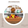 Kitchen Storage Tableware Basket Woven Fruit Food Tray Sundries Plate Home Weave Bread Plastic Rattan