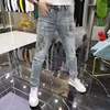 Männer Jeans Hosen Slim Fit Männliche Cowboy Hosen Punk Für Männer Grafik Enge Rohr Skinny Mit Strass Druck Y2k vintage 2024 Trend