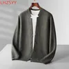 Chandails pour hommes Lhzsyy Cardigan en cachemire Casual Col montant Tops Pure Laine Manteau en tricot Automne Hiver Jeunesse Polyvalente Veste chaude pour hommes