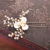 Tiaras AiliBride Gold Perle Strass Blume Hochzeit Haarnadeln Braut Haarschmuck Frauen Braut Kopfschmuck Handgemachte Haarschmuck Y240320