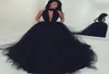 Sexig Deep V Neck Blackj Prom -klänningar Backless Tulle 2018 Custom Made Sweep Train Ballgown Formell aftonklänning Party Dress8467808