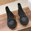 Casual Shoes 2024 Women Men Lace-Up Front High Top Flatform Canvas Fashion Comfortable Height Increasing Sneakers