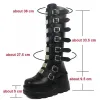 Boots Gothic Shoes Platform Knee High Boots Punk Black Sexy Motorcyklar 2023 Ny Halloween Cosplay 2024 Zapatos Mujer Shoes for Women