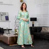 Cx107 Middle East Apparel 2021 Herbst Neues muslimisches vergoldetes langes Kleid Damen Zweiteiliges Kleid mit Gürtel Türkei Arabisch