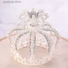 Tiaras Wedding Crown Silver Color Baroque Rhinestone Crystal Pearl Round Crown Bridal Headdress Princess Birthday Crown Tiara Jewelry Y240320