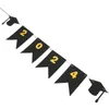 Guirlande de décoration de fête 2024, bannière de remise de diplôme, décor de fond, accessoire Po, tirez les bannières de drapeau
