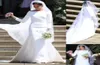 Белые свадебные платья Meghan Markle Bateau 34 с длинным рукавом и скользящим шлейфом, простые свадебные платья в стиле садовой часовни, платье de novia7474962