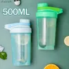 Vattenflaskor 500/600 ml Blender Shaker Bottle With Scale Protein Shakes Läcksäker för pulverträning Gym Sport Mixing Cup Water Bottle YQ240320