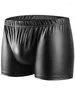 Cuecas S-5XL Faux PU Couro Boxershorts Homens Roupa Interior Apertado Bolsa Convexa Mens Boxer Briefs Shorts Sexy Trunks Calconcillo Lingerie