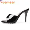 Chaussures de robe Pantoufles de mode pour femmes un mot talons fins à l'extérieur diapositives sexy Hith sandales féminines bout ouvert filles taille de fête 43 H240321