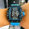 Desginer Mechanical Automatic L Watch Superclone Watch Designer Tourbillon Watch Tourbillon Rm53-01 Men Real Mechanical Carbon Fiber Case Montre MIXU